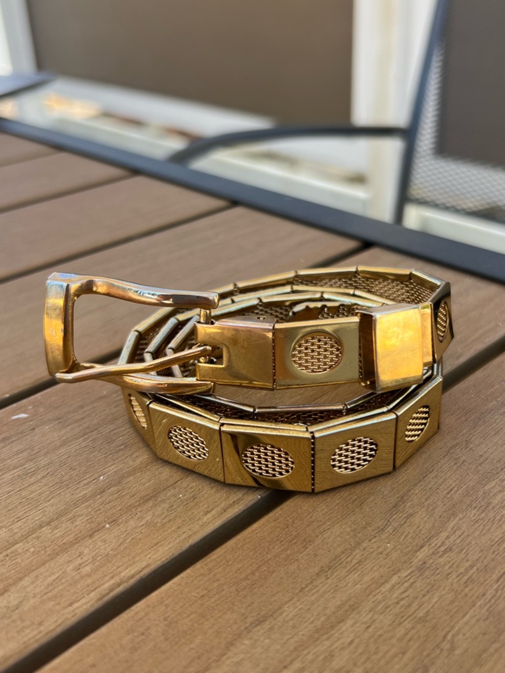 Vintage 80’s Women Gold Metal Belt with Narrow Metal Squares